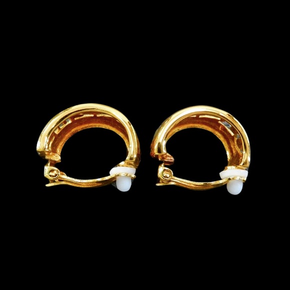 Chanel Vintage Gold Cut Out Logo Hoop Clip On Earrings - Picture 3 of 13